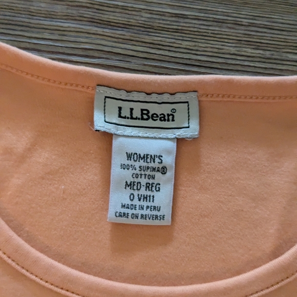 L.L. Bean Soft Peach Short Sleeve Tee - Picture 3 of 3